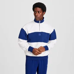 Champion Men's Club Sport Pullover 1/4 Zip French Terry Sweatshirt - Blue Depths S