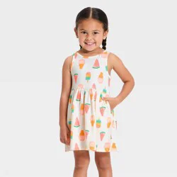 Toddler Girls' Ice Cream Printed Knit Dress - Cat & Jack™ Cream 12M