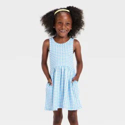 Toddler Girls' Gingham Knit Dress - Cat & Jack™ Blue 12M