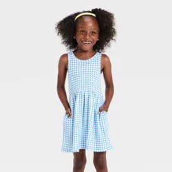 Toddler Girls' Gingham Knit Dress - Cat & Jack™ Blue 5T
