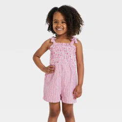 Toddler Girls' Striped Romper - Cat & Jack™ Red 3T