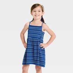 Toddler Girls' Striped Tank Dress - Cat & Jack™ Navy Blue 12M