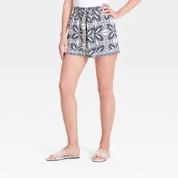 Women's High-Rise Linen Paper Bag Shorts - A New Day™ Navy Blue XL
