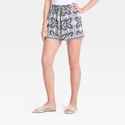 Women's High-Rise Linen Paper Bag Shorts - A New Day™ Navy Blue XL