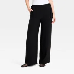 Women's High-Rise Modern Gauze Side-Tie Pants - A New Day™ Black XS