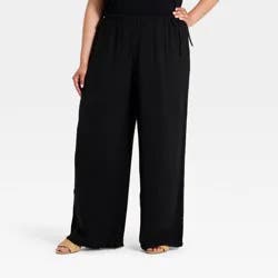 Women's High-Rise Modern Gauze Side-Tie Pants - A New Day™ Black XXL