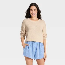 Universal Thread Women's Crafted Scoop Neck Pullover Sweater - Universal Thead™ Cream M