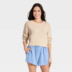 Universal Thread Women's Crafted Scoop Neck Pullover Sweater - Universal Thead™ Cream M