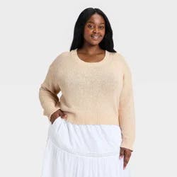 Universal Thread Women's Crafted Scoop Neck Pullover Sweater - Universal Thead™ Cream XXL