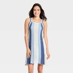 Women's Mini Sweater Dress - Universal Thread™ Blue Striped S