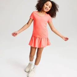 Girls' Short Sleeve Fitted Sporty T-Shirt - Cat & Jack™ Neon Pink M