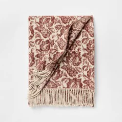 Threshold designed w/Studio McGee Block Print Jacquard Throw Blanket Burgundy - Threshold™ designed with Studio McGee