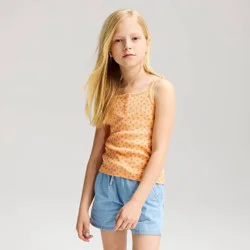 Girls' Lace Trim Henley Floral Printed Tank Top - Cat & Jack™ Orange L