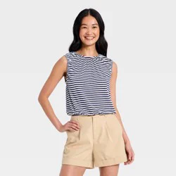 Women's Bubble Hem Tank Top - A New Day™ Navy Blue L