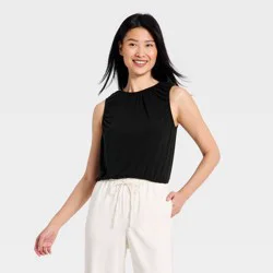 Women's Bubble Hem Tank Top - A New Day™ Black S