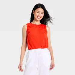 Women's Bubble Hem Tank Top - A New Day™ Red M
