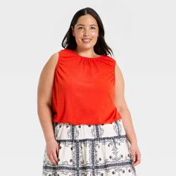 Women's Bubble Hem Tank Top - A New Day™ Red XXL