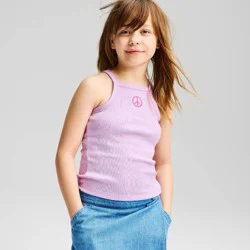 Girls' Washed Ribbed Tank Top - Cat & Jack™ Lilac Purple XS