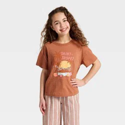 Girls' Short Sleeve Relaxed Fit 'st. Tropez' Graphic T-Shirt - Cat & Jack™ Light Brown XS