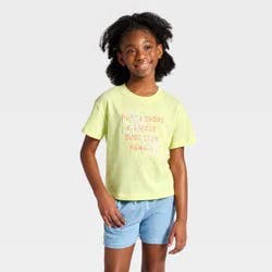 Girls' Short Sleeve Relaxed Fit 'Hibiscus' Graphic T-Shirt - Cat & Jack™ Neon Yellow L