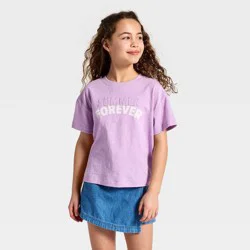 Girls' Short Sleeve Relaxed Fit 'summer Forever' Graphic T-Shirt - Cat & Jack™ Lilac Purple L