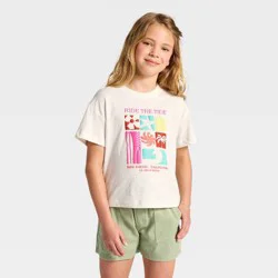 Girls' Short Sleeve Relaxed Fit 'Ride The Tide' Graphic T-Shirt - Cat & Jack™ Cream L