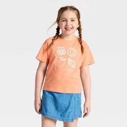 Girls' Short Sleeve Relaxed Fit 'summer Essentials' Graphic T-Shirt - Cat & Jack™ Peach Orange M