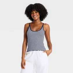 Women's Modern Ribbed Cami Top - A New Day™ Navy/White Striped L