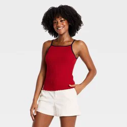 Women's Modern Ribbed Cami Top - A New Day™ Red L
