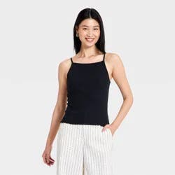 Women's Modern Ribbed Cami Top - A New Day™ Black L