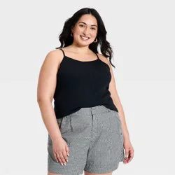 Women's Modern Ribbed Cami Top - A New Day™ Black XXL