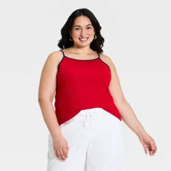 Women's Modern Ribbed Cami Top - A New Day™ Red XXL