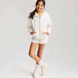 Girls' French Terry Graphic Zip-Up Hoodie Sweatshirt - Cat & Jack™ Cream S