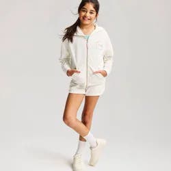 Girls' French Terry Graphic Zip-Up Hoodie Sweatshirt - Cat & Jack™ Cream M