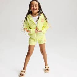 Girls' French Terry Graphic Zip-Up Hoodie Sweatshirt - Cat & Jack™ Lemon Yellow S