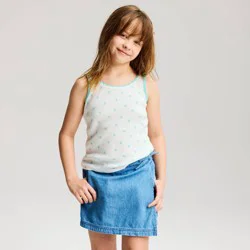 Girls' Ribbed Pointelle Tank Top - Cat & Jack™ Aqua Green XL