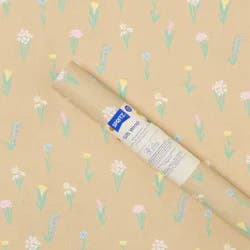 96"x30" Floral Baby Shower Gift Wrapping Paper Natural - Spritz™
