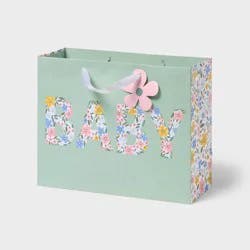 Large 'Baby' Floral Baby Shower Gift Bag with Tag Green - Spritz™