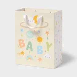 Large 'Hello Baby' Mobile Baby Shower Gift Bag Ivory - Spritz™