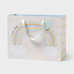 Large 'Hello Baby' Rainbow with Gold Foil Accents Baby Shower Gift Bag with Tag Colorful - Spritz™