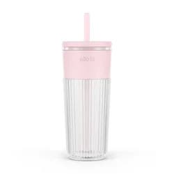 Ello Ava 24oz Glass Straw Tumbler Pink
