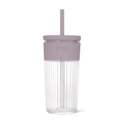 Ello Ava 18oz Glass Straw Tumbler Purple