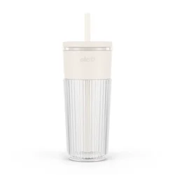 Ello Ava 24oz Glass Straw Tumbler Cream