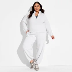 Women's Hooded Collar Quarter Zip-Up Sweatshirt - Wild Fable™ Heather Gray XXL