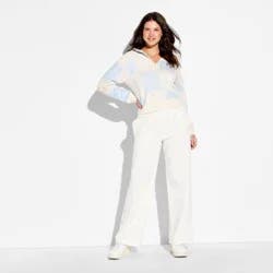 Women's Hooded Collar Quarter Zip-Up Sweatshirt - Wild Fable™ Off-White XL