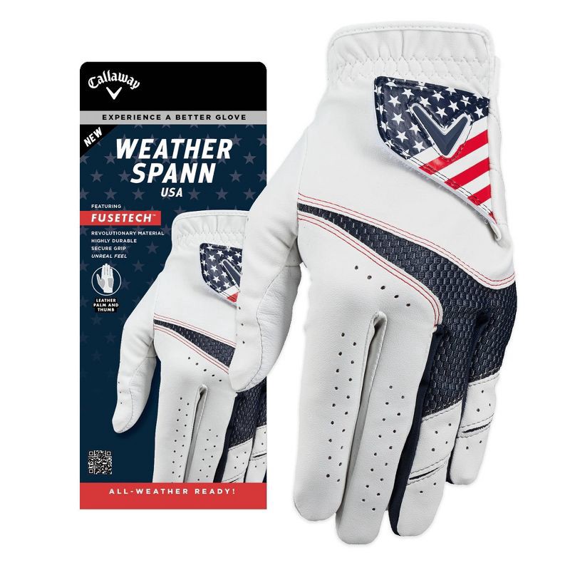slide 1 of 2, Callaway Adult Weather Spann USA Gloves - White L, 1 ct