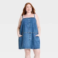 Women's Tank Mini Denim Dress - Universal Thread™ Medium Wash XXL