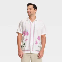 Men's Short Sleeve Camp Collar Shirt - Goodfellow & Co™ White L