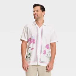 Men's Short Sleeve Camp Collar Shirt - Goodfellow & Co™ White L