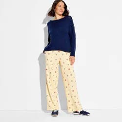 Zoe+Liv Women's Nautical Printed Tunnel Waist Graphic Pull-On Pants - Light Yellow XL